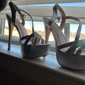 Elegant silver Glitter High Heels